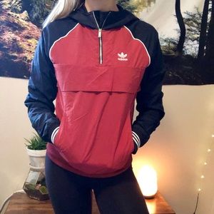 Adidas colorblock quarter zip wind breaker jacket